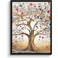 PosterMonkey Poster in lijst - Fotolijst 50x70 cm - Posters - Levensboom - Goud - Kleurrijk - Abstract - Aesthetic - Posterlijst zwart - Decoratie - Wanddecoratie woonkamer - Muurdecoratie slaapkamer