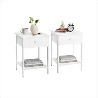 Vasagle Nachtkastje – Set van 2 – Met Lade en Opbergruimte – 40x40x55 cm – Slaapkamer & Woonkamer – Stevig en Modern