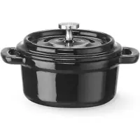 Hendi Geëmailleerde gietijzeren pan, 0,27 liter, zwart, 130x100x(hoogte)48 mm