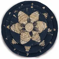 Ancient Wisdom Set van 3 Zeegras Wanddecoratie Schalen - Zwart