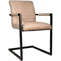 Lizzely Garden & Living SET DEAL: 6 stuks Eetkamerstoel met armleuning beige Noor industrieel design eetstoel zetel