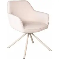 Lizzely Garden & Living Eetkamerstoel met armleuning draaibaar beige linnen stof Lies eetstoel draaibare stoel zetel