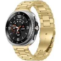 Strap-it Stalen schakel band - RVS bandje met vlindersluiting geschikt voor Samsung Galaxy Watch 9 (40/44mm) / Watch 8 (40/44mm) / 8 Classic (46mm) - goud / gold