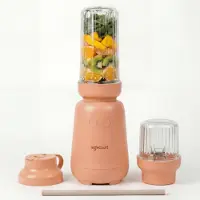 Safecourt Kitchen PureBlend - 1000W Smoothie maker - BPA vrij - inclusief to-go drinkdeksel + rietje- Premium Tritan blendbekers -Roze
