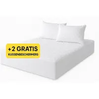 Decoware Matrasbeschermer 140x200 – Molton Hoeslaken Microvezel – Ademend & Vochtabsorberend – Hoekhoogte tot 40 cm – Rondom Elastiek – Wit – Inclusief 2 Kussenbeschermers 60x70 – Boxspring/Hotelkwaliteit