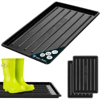 KOTARBAU 2 stuks Schoenenlekbak, Lekbak Schoenen, Kunststof, 45 x 30 cm, Zwart, Schoenendruipbak, Schoenmat, Laarzen Afdruipmat, Lekbak voor Natte Schoenen, Schoenafdruipbak, Schoenenschaal