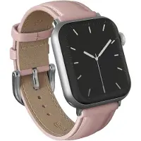 Burga Leren Apple Watch Bandje 49 / 46 / 45 / 44 Mm Bandje Pillow Talk / Zilver