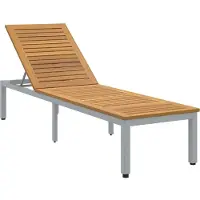 vidaXL Ligbed Grijs 200 x 55 x 35 cm Massief Acacia Hout