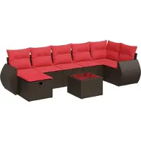 vidaXL 8-delige Loungeset met kussens poly rattan bruin