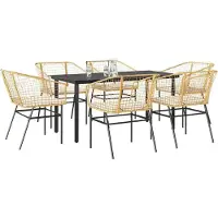 vidaXL 7-delige Tuinset met kussens poly rattan glas bruin