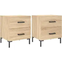 vidaXL Nachtkastjes 2 st 40x35x47,5 cm bewerkt hout sonoma eikenkleur