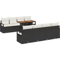 vidaXL Tuinbank Set 9 st 8-Aantal zitplaatsen Zwart en Crème