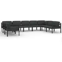vidaXL 9-delige Loungeset met kussens aluminium antracietkleurig