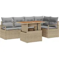 vidaXL Tuinbank Set 6 st 5-Aantal zitplaatsen Beige en Grijs