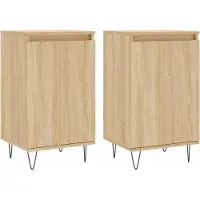 vidaXL Dressoirs 2 st 40x35x70 cm bewerkt hout sonoma eikenkleurig