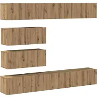 vidaXL 6-delig Tv-meubelset wandmontage bewerkt hout artisanaal eiken