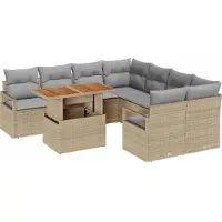 vidaXL Tuinbank Set 9 st 8-Aantal zitplaatsen Beige en Grijs