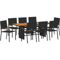 vidaXL Tuin Eettafel Set 9 st Zwart poly rattan