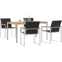 vidaXL Tuin Eettafel Set 5 st Massief acaciahout en roestvrij staal