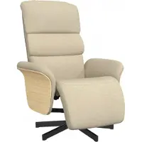 vidaXL Fauteuil verstelbaar met voetensteun stof crèmekleurig