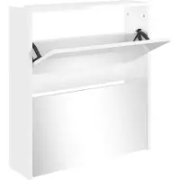 vidaXL Schoenenkast met spiegel 2-laags 63x17x67 cm hoogglans wit