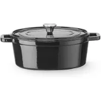 Hendi Geëmailleerde gietijzeren braadpan, 4,4 liter, zwart, 365x290x(hoogte)115 mm