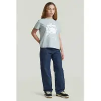 G-Star T-shirt lichtblauw Meisjes Katoen Ronde hals Printopdruk - maat 176