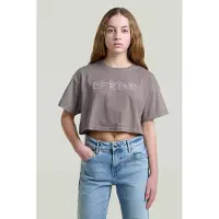 G-Star T-shirt grijs Meisjes Katoen Ronde hals Logo - maat 152