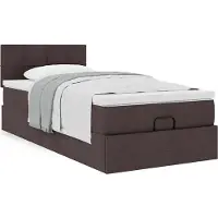vidaXL Bed met matras 90x200 cm stof donkerbruin