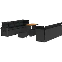 vidaXL Tuinbank Set Zwart poly rattan