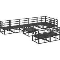 vidaXL Tuinset met 9 zitplaatsen, zwart, aluminium
