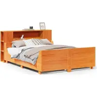 vidaXL Bedframe zonder matras massief grenenhout wasbruin 135x190 cm