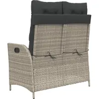 vidaXL Tuinbankje verstelbaar met kussens poly rattan lichtgrijs