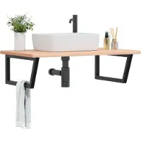 vidaXL Badkamer wandschap staal en massief beukenhout