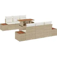 vidaXL Tuinbank Set 7 st Beige en Crème