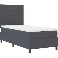 vidaXL LED Box Spring Bed Donkergrijs en Wit 90 x 190 cm Corduroy stof
