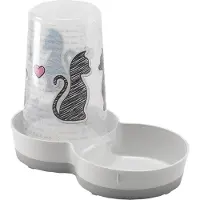 Moderna Voer-Drinksilo Cats In Love - Kattenvoerbak - 27.4x15.3x21.2 cm 1500 ml Wit