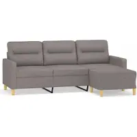 vidaXL Driezitsbank met voetenbank 180 cm stof taupe