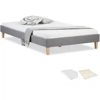 Homestyle4u Tweepersoonsbed - 140x200 cm - Gestoffeerd bed - met matras - Grijs