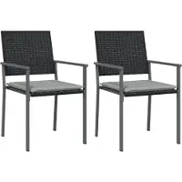 vidaXL Tuinstoelen 2 st met kussens 54x62,5x89 cm poly rattan zwart