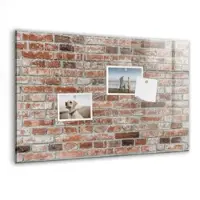 Tulup Whitebord - bakstenen muur - 60 x 40 cm - Bruin Memobord Keuken - Gratis 5 Sterke Magneten + Whiteboard Marker & Wisser - Organizer Muur - Magnet Board - Organiseer Je Bureau