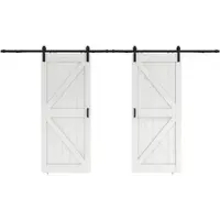 Inova complete dubbele schuifdeur hout - 180x215 - eiken wit - open systeem zwart-Softclose