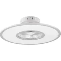 LINDBY LED plafondventilator Romea, rond, DC, stil, 60 cm dimbaar, alu / grijs / zink, Woon-/ Eetkamer, Kunststof, Modern