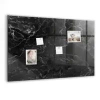 Tulup Whitebord - Zwart marmer - 90 x 60 cm - Zwart Magneetbord Keuken - Gratis 5 Sterke Magneten + Whiteboard Marker & Wisser - Scandinavisch Design Bord - Magneetbord Keuken - Planning Muur