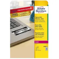 Avery typeplaatjes etiketten, rechthoekig, voor alle z/w laserprinters, 45,7 x 21,2 mm, zilver