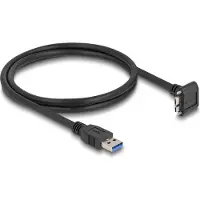 DeLOCK - USB-kabel - USB Type A (mannelijk) naar gebogen Micro-USB Type B (mannelijk, omhoog gebogen) - USB 3.2 Gen 1 - 1 meter - Met duimschroeven, overdrachtssnelheid tot 5 Gbps - Zwart