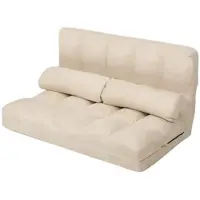 Costway slaapbank met 2 kussens, slaapbank met 6-voudig verstelbare rugleuning, comfortabele slaapbank, vloerkussen voor slaapkamer, woonkamer en balkon (beige)