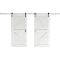 Inova complete dubbele schuifdeur hout - 205x215 - eiken wit - open systeem zwart-Softclose
