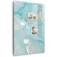 Tulup Whitebord - Decoratief marmer - 60 x 90 cm - Turkoois Memo Bord - Gratis 5 Sterke Magneten + Whiteboard Marker & Wisser - Organizer Muur - Magnetisch Wandbord - Planning Muur