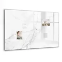 Tulup Whitebord - Decoratief licht marmer - 90 x 60 cm - Wit Magnet Board - Gratis 5 Sterke Magneten + Whiteboard Marker & Wisser - Scandinavisch Design Bord - Memo Bord - Planning Muur